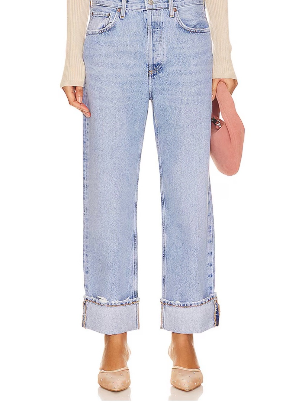 AGOLDE Light Wash Blue Boyfriend Jeans